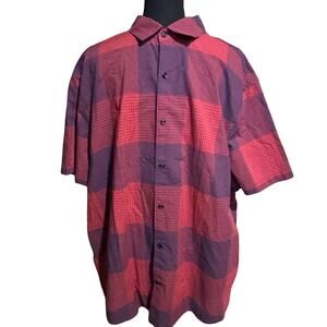 NWT Express Classic Soft Wash Red and Blue Plaid Button Front Shirt Men's XXL